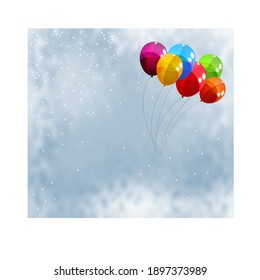 sky balloons card vector illustration