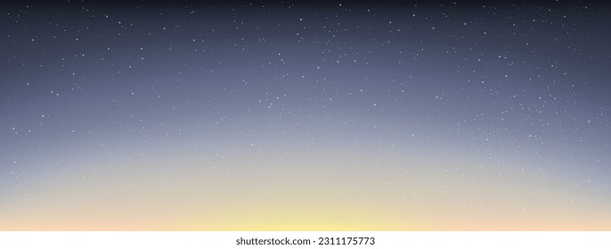 Sky before sunrise background, Stardust in deep universe, Starry night with shiny stars in the gradient sky, Vector illustration.