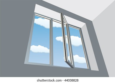 sky behind the open window