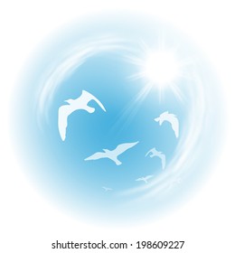Sky with birds. EPS10 vector.