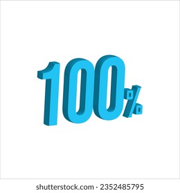 Sky blue 100% Percent 3d illustration sign on white background have work path. Special Offer 97 Percent Discount Tag. Advertising signs. Product design. Product sales.
 svg