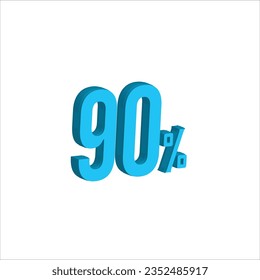 Sky blue 90% Percent 3d illustration sign on white background have work path. Special Offer 97 Percent Discount Tag. Advertising signs. Product design. Product sales.
 svg