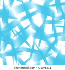 sky blue abstract ornaments pattern with lines, crosses and blurred shapes on white background, vector illustration