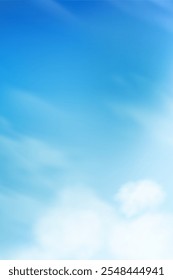 Sky Blue Background With Cloud And White Landscape. Beautiful Panorama With Light Winter Air, Vivid Dramatic Abstract Texture And Design For Summer Nature Banner, Wallpaper And Scenic Backdrop.