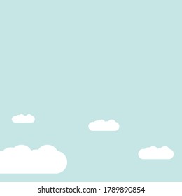 Sky blue background with clouds, vector illustration