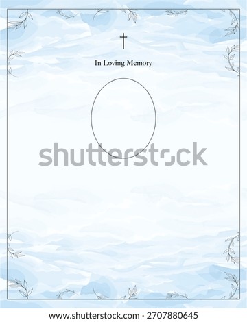Sky blue background for funeral card with photo frame