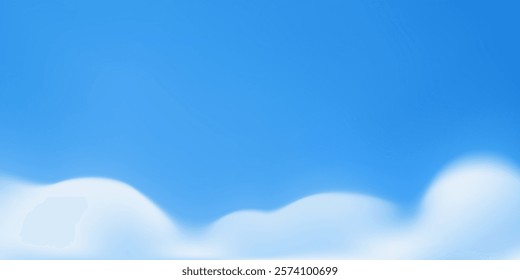 Sky blue background. Light white clouds on summer abstract clear day. Bright vector gradient pattern. Cloudy air sun weather nature texture. Meteorology sunny landscape horizon. Spring heaven backdrop