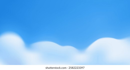 Sky blue background. Light white clouds on summer abstract clear day. Bright vector gradient pattern. Cloudy air sun weather nature texture. Meteorology sunny landscape horizon. Spring heaven backdrop