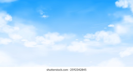 Sky blue background,Clear Spring sky with dramatic cloud over beach,Horizon landscape summer bright sunlight with abstract cloudy texture,Vector cartoon weather  climate nature background banner