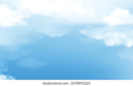Sky Blue Background,Vector Clear Sky Cloud.Sunny day with sunlight morning in Winter,Horizon Nature Landscape daylight in afternoon Summer,Spring,illustration Banner weather season