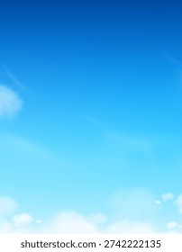 Sky Blue Background,Vector clear sky,cloud by summer beach.Spring landscape bright sunlight.Cartoon Nature horizon illustration with white light,fluffy cloudy in evening,Abstract blue gradient light
