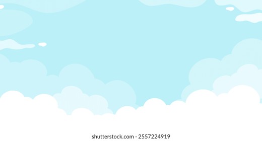 Sky Blue Background,Vector flat style Clear Sky Cloud.Sunny day with sunlight morning in Winter,Horizon Nature Landscape daylight in afternoon Summer,Spring natural abstract for wallpaper in kids room