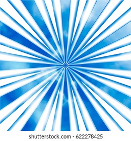 sky blue beams and clouds, bright background