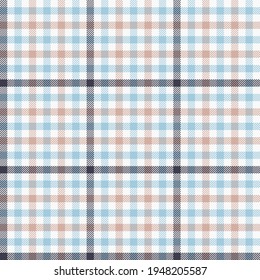 Himmelblau und beige Gittergingham. Nahtlose Vektorgrafik-Muster, geeignet für Mode und Heimat.