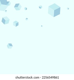 Sky Blue Block Background Blue Vector. Geometric Web Texture. Blue-gray Polygon Technology Card. Shape Design. Monochrome Geometry Cube.