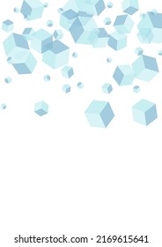 Sky Blue Block Background White Vector. Cubic Chaos Illustration. Gray Box Creative Card. Futuristic Texture. Blue Isometric Square.