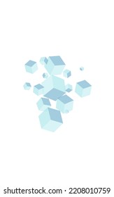Sky Blue Block Background White Vector. Polygon Set Illustration. Blue Cube Scatter Template. Template Texture. White Perspective Cubic.