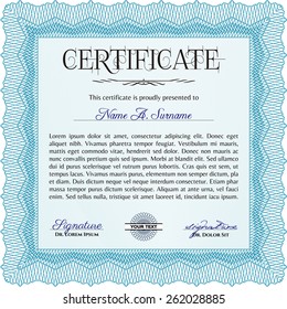 Sky blue certificate or diploma template