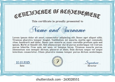 plantilla de certificado azul cielo