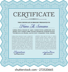 Sky blue certificate template