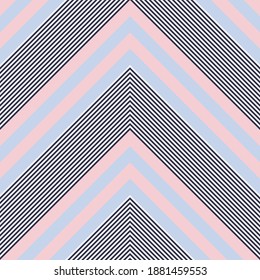 Sky blue Chevron diagonal striped seamless pattern background suitable for fashion textiles, graphics