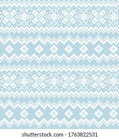 Sky Blue Christmas fair isle pattern background for fashion textiles, knitwear and graphics