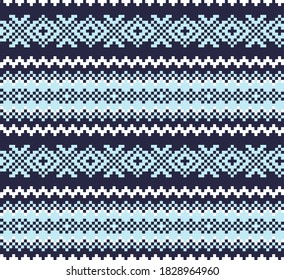 Sky Blue Christmas fair isle pattern background for fashion textiles, knitwear and graphics