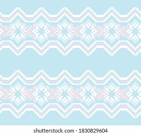 Sky Blue Christmas fair isle pattern background for fashion textiles, knitwear and graphics
