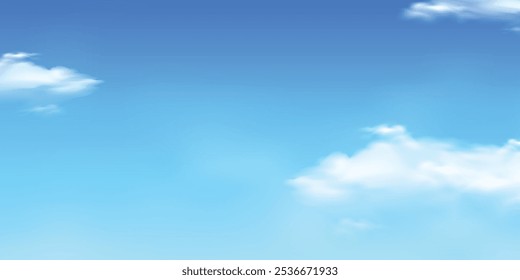 Cielo azul, Fondo de la nube, Horizonte Verano Cielo claro, Vector paisaje naturaleza amanecer en invierno, Primavera panorama Anuncio nubes blancas