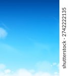 Sky Blue Cloud Background With Light Cloudy Sun, Vector Beach Summer Abstract Background, Nature Illustration And Backgrounds For Winter Space, Seasonal Landscape Banner And Outdoor Scenic Design