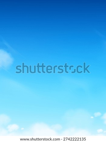 Sky Blue Cloud Background With Light Cloudy Sun, Vector Beach Summer Abstract Background, Nature Illustration And Backgrounds For Winter Space, Seasonal Landscape Banner And Outdoor Scenic Design