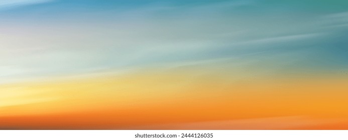 Sky Blue with cloud background,Vector Horizon beach sunset with yellow,pink,orange,red in Spring,Panorama beautiful Nature morning sunrise sky in Summer,Banner Romantic Sky landscape background	

