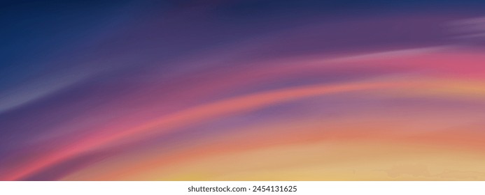 Sky Blue with cloud background,Vector Horizon beach sunset with yellow,pink,orange,red in Spring,Panorama beautiful Nature morning sunrise sky in Summer,Banner Romantic Sky landscape background	

