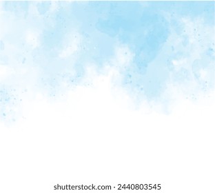 Sky blue cloud watercolor background hand-drawn. vintage background website wall or paper illustration
