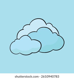 Sky blue and clouds background. Kids cartoon