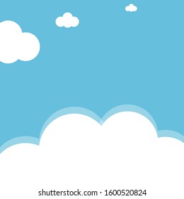 Sky blue clouds background, vector illustration