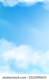 Azul-celeste com fundo de nuvens,Desenho Animado Vetor Vertical 3D Céu Nublado Altostratus com Luz do Dia no inverno,Banner de ilustração para primavera, primavera de verão na manhã.Fundo Natureza Paisagem