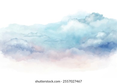 The sky is blue and cloudy. The clouds are white and fluffy. The sky is calm and peaceful