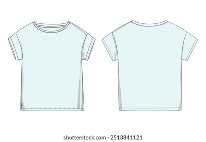 Céu azul cor T camisa tops vetor modelo de ilustração para menina