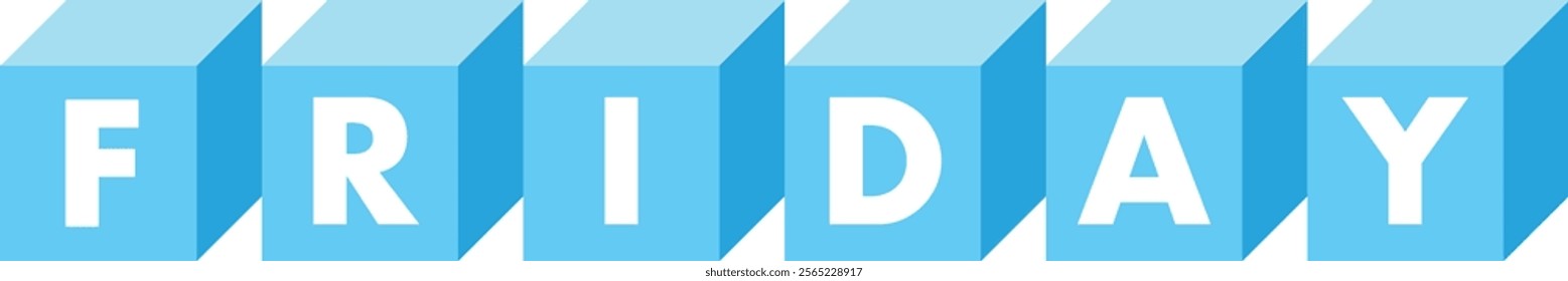 sky blue colors cube shape with word friday white color, isolated on white background.
