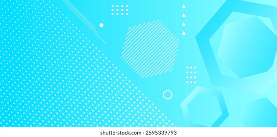 Sky blue colour abstract gradient background with geometric hexagons shapes pattern and abstract lines vector illustration eps10. Futuristic, Luxury,graphic,Degital. Perfect for modern.