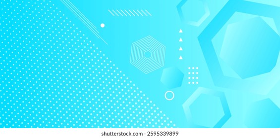 Sky blue colour abstract gradient background with geometric hexagons shapes pattern and abstract lines vector illustration eps10. Futuristic, Luxury,graphic,Degital. Perfect for modern.
