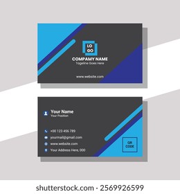 Sky Blue and Blue Corporate Business card template of Print