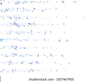 Sky blue and cyan flying musical notes isolated on white background. Cute musical notation symphony signs, notes for sound and tune music. Vector symbols for melody recording, print or design.