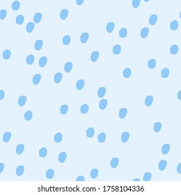 Sky blue dotted pattern. Animal print sky blue Dalmatian seamless pattern design. Trendy minimalistic spotted texture. Blue background for card, presentation, web banner, textile print.
