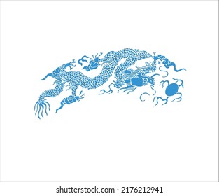 sky blue dragon illustration Vector with white background