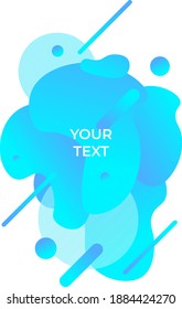 Sky blue. Dynamic fluid shapes composition with modern abstract graphic design for posters, flyers, booklets, covers, wallpaper. Vector, neon, fluid poster illustration. Copy space for text, ad