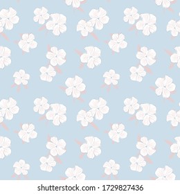 Sky blue Floral botanical seamless pattern background suitable for fashion prints, graphics, backgrounds and crafts