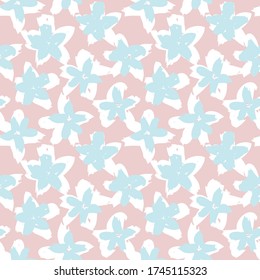 Sky Blue Floral brush strokes seamless pattern background for fashion prints, graphics, backgrounds and crafts