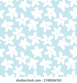 Sky Blue Floral brush strokes seamless pattern background for fashion prints, graphics, backgrounds and crafts